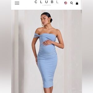 Club L London Off-Shoulder Blue Dress
